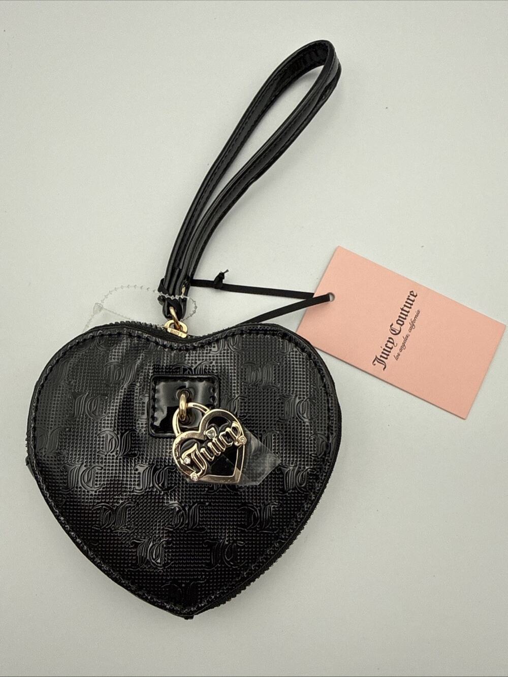 NWT Juicy Couture Glam Heart Zip Wristlet Wallet - Black